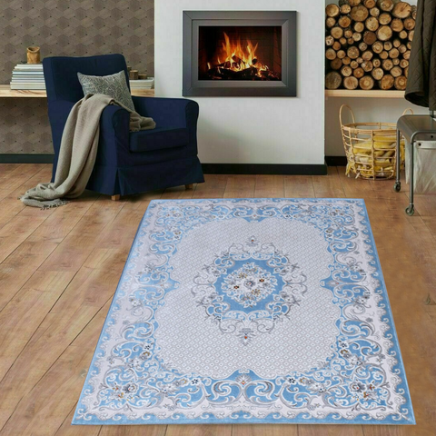 Ancient Blue Thick And Cozy Floor Rug