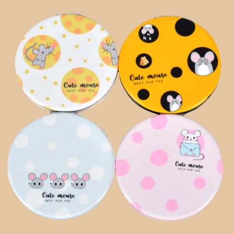 Cute Mouse Folding Round Portable Pocket Mirror