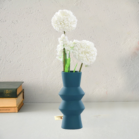 Matte Teal Lilac Centerpiece Ceramic Vase