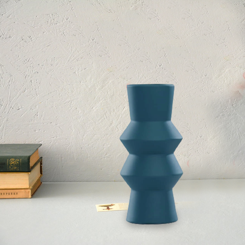 Matte Teal Lilac Centerpiece Ceramic Vase