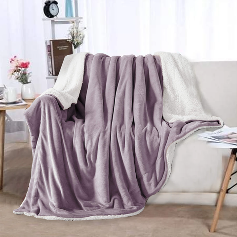 Lavender Sherpa Throw Blanket