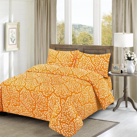 Ochre Yellow Flower Soft Cotton Bedsheet