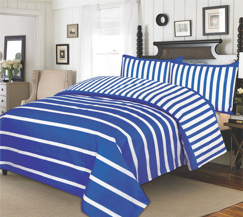 Blue Strip Cotton Satin Bedsheet