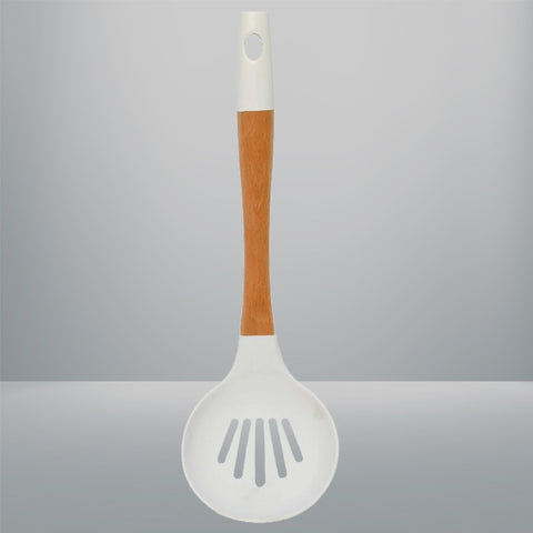 Bamboo Wood Silicon Slotted Spoon Tessie And Jessie