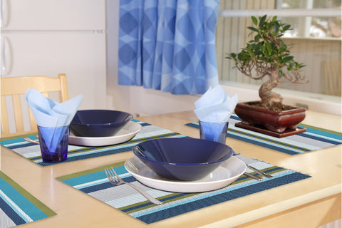 (Pack of 6) Blue Line- Assorted PVC Table Mats