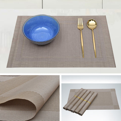 (Pack of 6) Plain Skin- Assorted PVC Table Mats