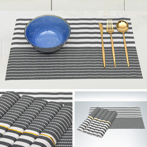 (Pack of 6) White Lines- Assorted PVC Table Mats