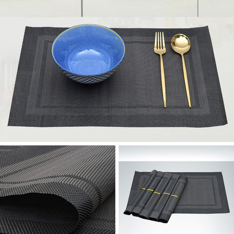 (Pack of 6) Dark Grey- Assorted PVC Table Mats