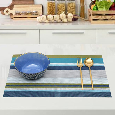(Pack of 6) Blue Line- Assorted PVC Table Mats