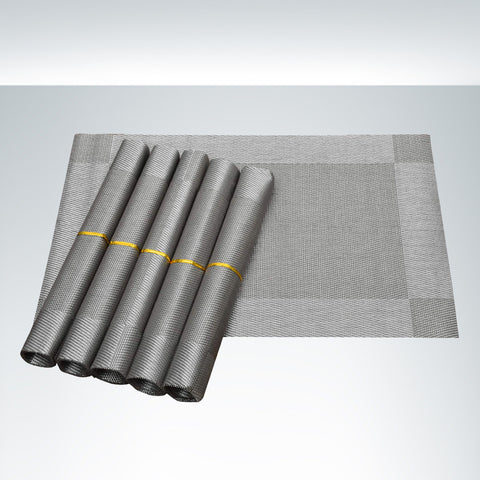 (Pack of 6) Plain Grey- Assorted PVC Table Mats