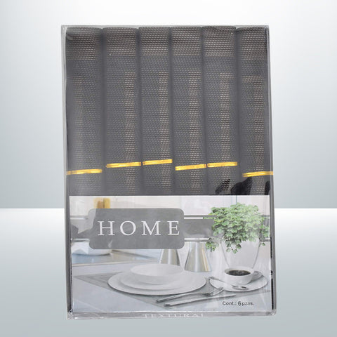 (Pack of 6) Jet Black- Assorted PVC Table Mats