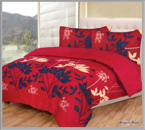 Bloom Red Cotton Satin Bedsheet