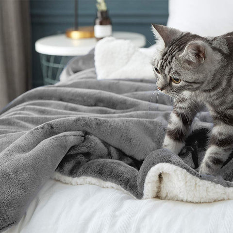 Grey Fluffy Sherpa Blanket