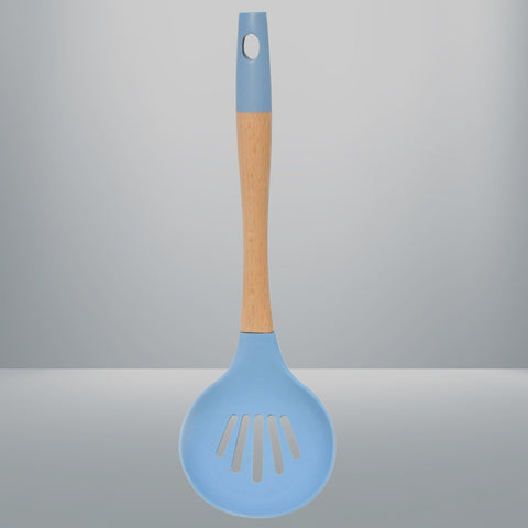 Bamboo Wood Silicon Slotted Spoon Tessie And Jessie