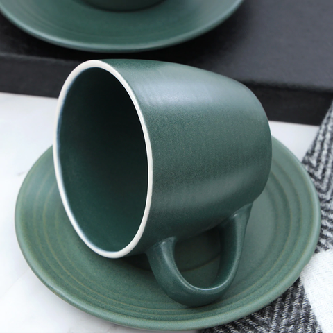 12Pcs Classic Glazed  Expressive Ceramic Cup Set