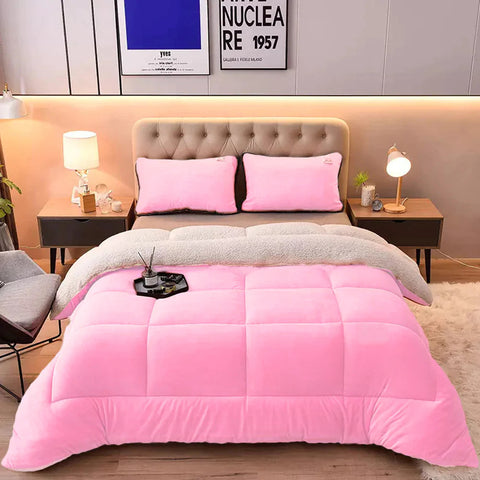 Pink Quilted Fleece Sherpa Comforter