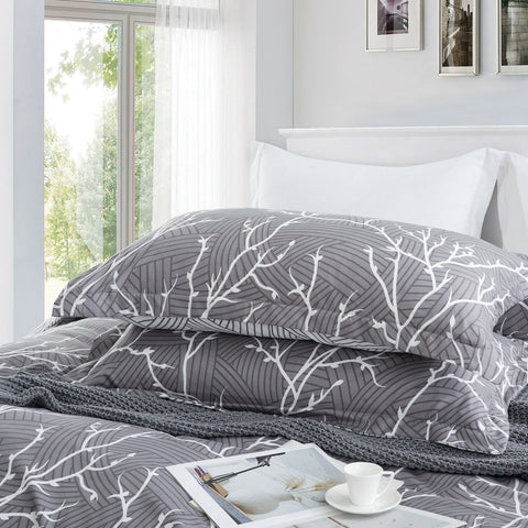 Grey Branch Pattern Soft Cotton Bedsheet