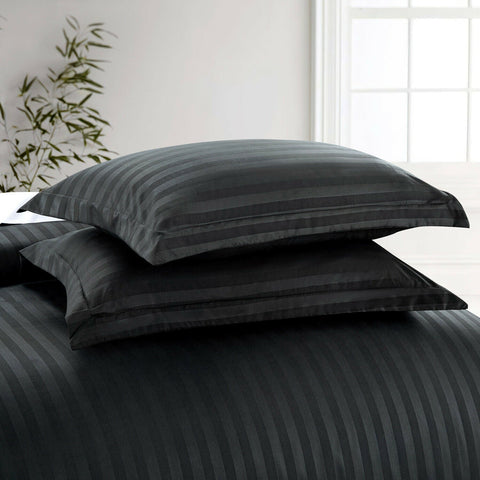 Luxury Stripe Comforter Set-Black