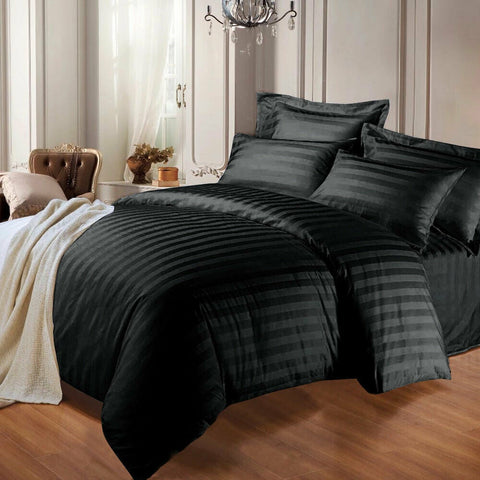 Luxury Stripe Comforter Set-Black
