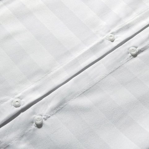 Luxury Stripe Duvet Cover Set- White