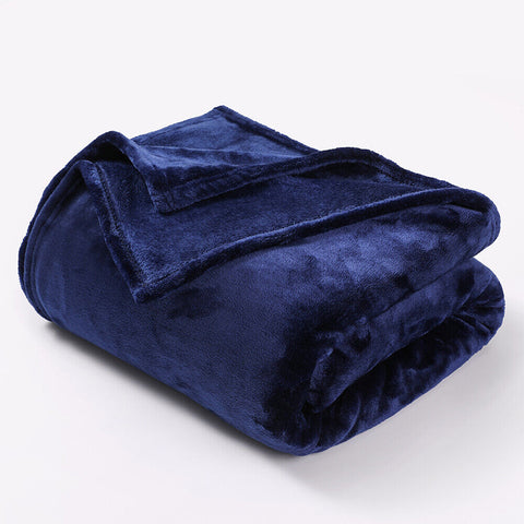 Navy Blue Fleece Throw Blanket