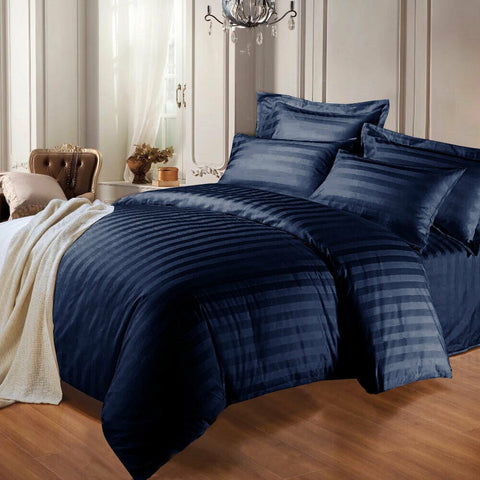 Luxury Stripe Comforter Set-Blue