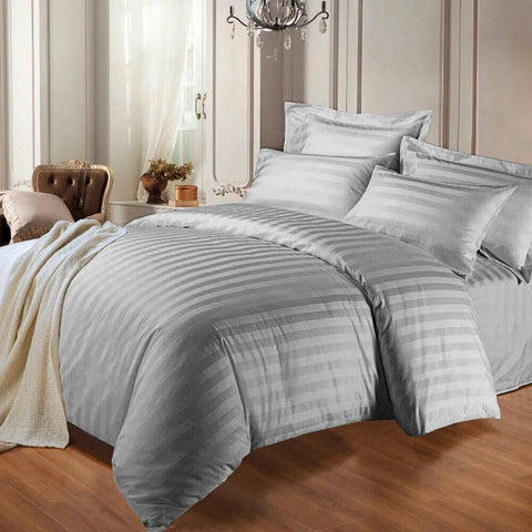 White Embossed Luxury Stripe Bedsheet