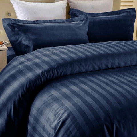 Blue Embossed Luxury Stripe Bedsheet