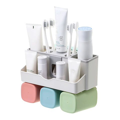 3 Section Toothbrush Caddy Korean Wall Mount