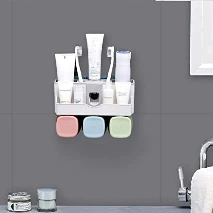 3 Section Toothbrush Caddy Korean Wall Mount