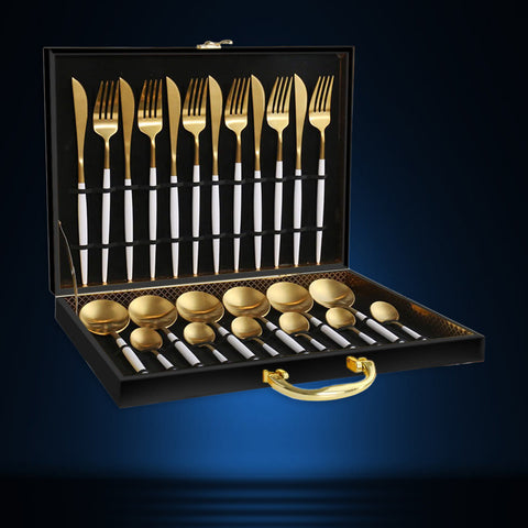 Luxury Gold And White Cutlery Set