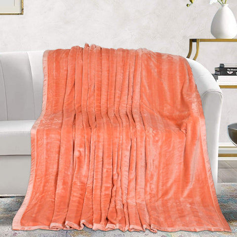 Orange Flannel Fabric Fleece Throw Blanket