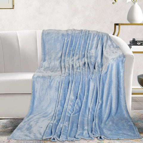 Blue Flannel Fabric Fleece Throw Blanket