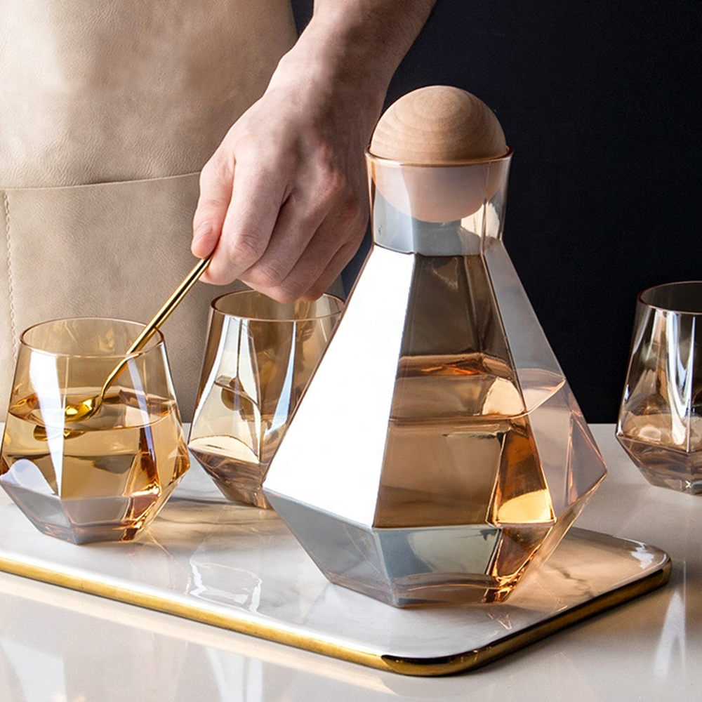 7Pcs Borosilicate Golden Glass Set – Izanstore