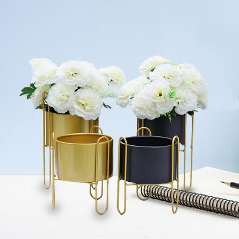 Gold Planter Flower Pot With Stand