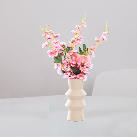 Matte Ivory Lilac Centerpiece Ceramic Vase