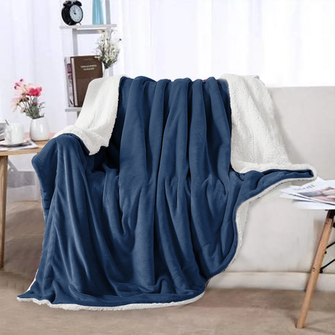 Haze Blue Sherpa Throw Blanket