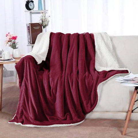 Wine Red Sherpa Throw Blanket