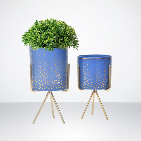 Blue Speckled Porcelain Flower Pot