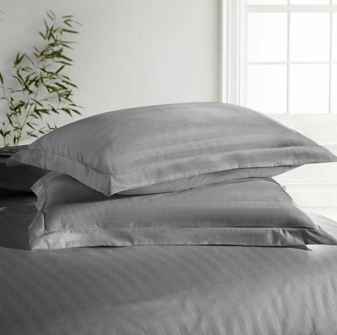 Luxury Stripe Duvet Cover Set- Grey